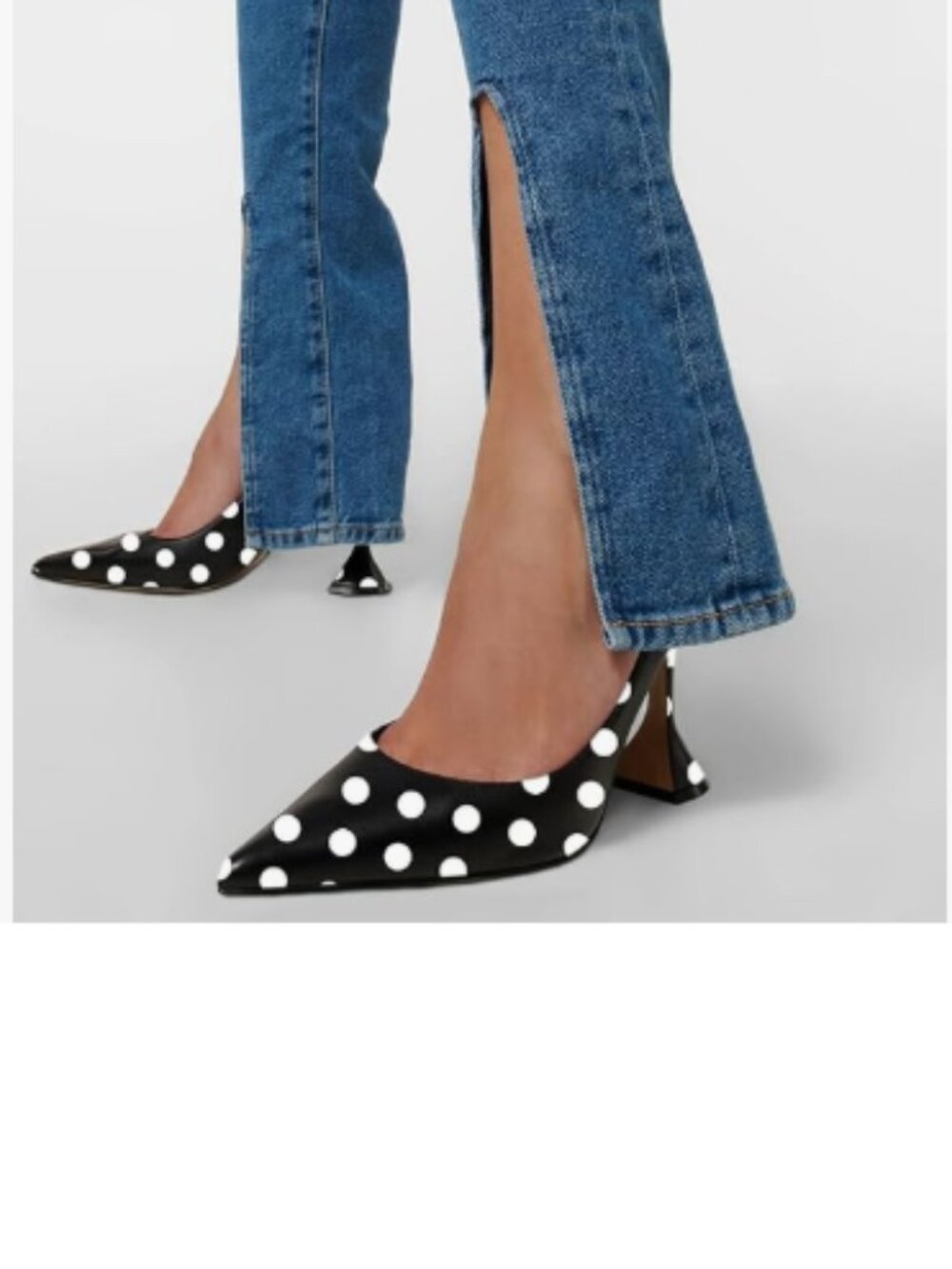 YDN Black Polka Dots Pointed Toe Slip on Pumps Special High Heel Shoe for Party